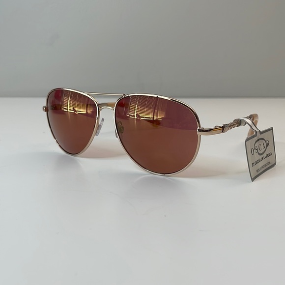 Oscar de la Renta Accessories - Oscar De La Renta Rose Gold Mirrored Sunglasses MOD3060